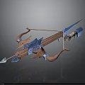 Blue Red Fantasy Bow Weapon With Metal Structure And Sharp Arrow