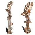 Modern Copper Leaf Shaped Floor Lamp With Metal Structure And Marble Base 3d model