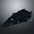 Futuristic Black Sci Fi Spaceship With Blue Illuminated Accents And Sleek Design