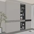 Modern White Display Cabinet With Open Shelves And Decorative Items Green Plant And Window Curtain