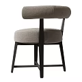 Simple Modern Dining Chair With Gray Fabric Seat And Black Wooden Legs