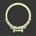 Elegant Christian Dior Gold Ring Accessory With Square Emerald And Small Decorative Gemstones