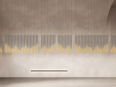 Minimalist Modern Chandelier With Vertical Stripes Gold Gray Tones And Wavy Accents 3d model