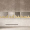 Minimalist Modern Chandelier With Vertical Stripes Gold Gray Tones And Wavy Accents