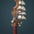Medieval Battle Axe With Leather Wrapped Handle Chain Decoration And Spiked Blade