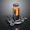 Industrial Mechanical Device Featuring Orange Cylinder And Circular Metal Base