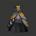 Decorative Household Item With Black Top Yellow Main Body And Intricate Pink Patterns