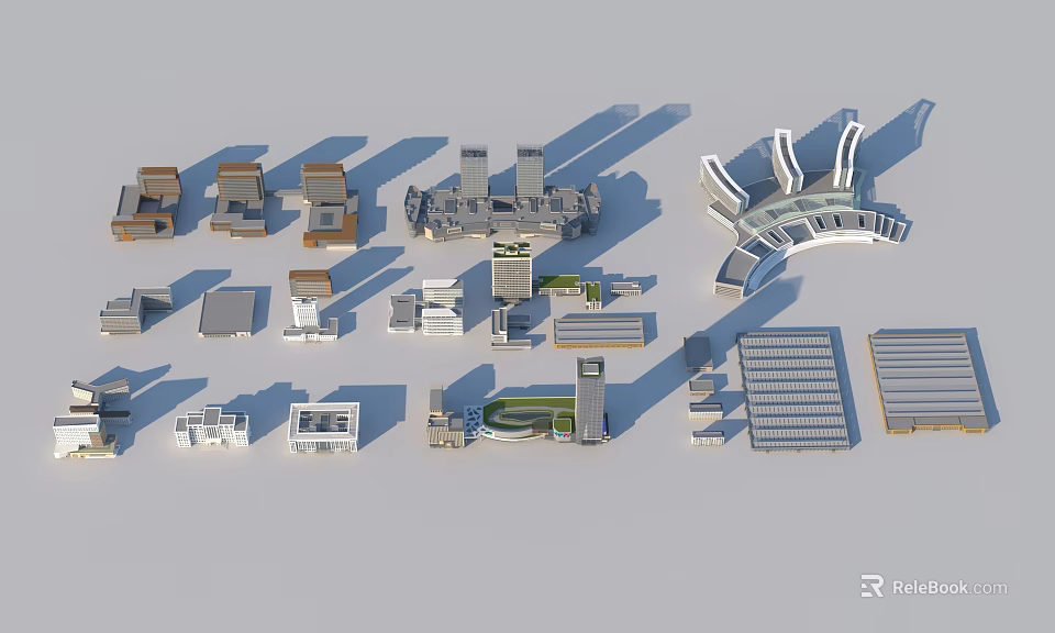 Modern Office Building Architectural Models With Various Contemporary Designs And Structures 3d model