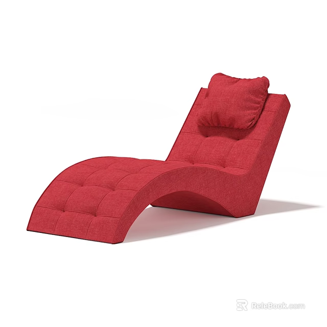 Modern Red Single Sofa With Curved Upholstered Design Stylish Comfortable Cushion 3d model 