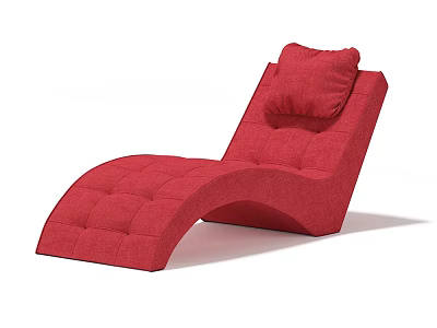 Modern Red Single Sofa With Curved Upholstered Design Stylish Comfortable Cushion 3d model