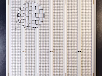 Sleek Modern Wardrobe Doors With Vertical Perforated Slats And White Finish 3d model
