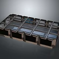 Modern Architectural Modular Frame Structure With Metal Grid And Transparent Panels