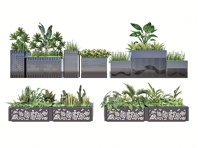 Plant Combination Flower Box Mobile Flower Box Plant Flower Box 3d model