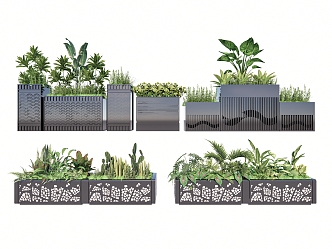 Plant Combination Flower Box Mobile Flower Box Plant Flower Box 3d model