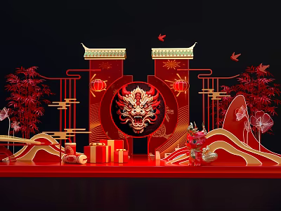 Group photo clock-in reputation commercial reputation Spring Festival beauty Chen Xin Chinese style beauty Chen 3d model