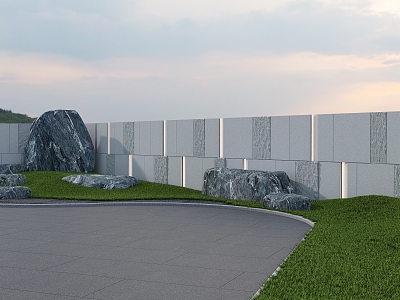 Courtyard Wall Landscape Stone 3d model