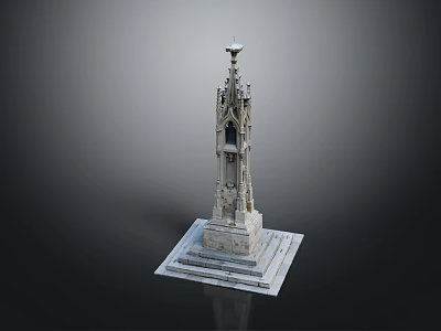Gothic Tower Model With Intricate Carvings Square Base And Spire Top 3d model Gothic Tower Model With Intricate Carvings Square Base And Spire Top 3d model