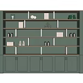 Elegant Modern Light Green Decorative Cabinet With Shelves Lighting And Decorative Items 3d model