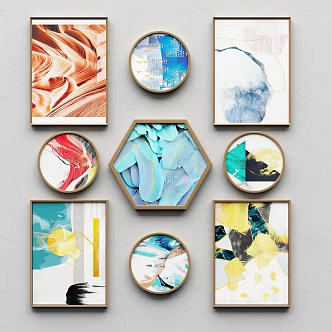 Modern Simple Light Luxury Abstract Hanging Painting 3d model