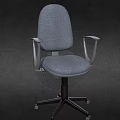 Gray Fabric Office Chair With Armrests Swivel Base And Rolling Wheels