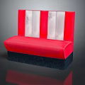 Stylish Multi Seat Sofa With Red Upholstery White Striped Backrest And Dark Base