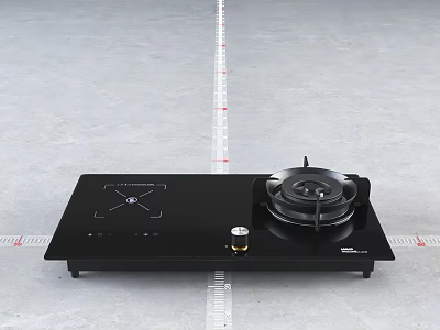 Black Kitchen Appliance with Gas Stove Burner Induction Cooktop Panel and Control Buttons 3d model