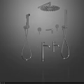 Modern Chrome Shower System With Handheld Sprayer Overhead Head And Components