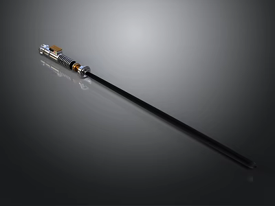 Futuristic Black Staff Weapon With Metallic Decorative Top And Modern Tech Design 3d model