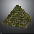 Ancient Stone Pyramid Structure With Moss Covered Steps And Layers