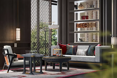 New Chinese Reception Area Sales Office Negotiation Area 3d model