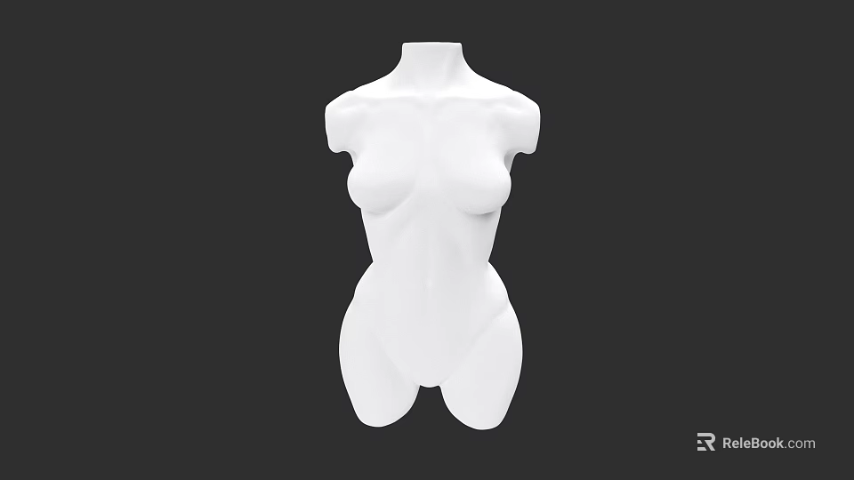 White Female Mannequin Body with Smooth Curves on Black Background 3d model 