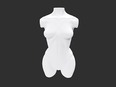 White Female Mannequin Body with Smooth Curves on Black Background 3d model