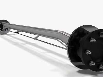 Mechanical Metal Part Featuring Black Circular Ends Silver Rod And Bolts 3d model