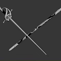 Two Silver Crossed Swords With Ornate Engraved Patterns On Dark Background 3d model