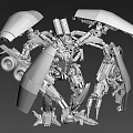 Game Movie Mechanical Robot Character With Detailed Metal Structure And Transforming Parts
