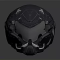 Futuristic Sci fi Helmet With Transparent Visor Red Accents And Metallic Texture 3d model