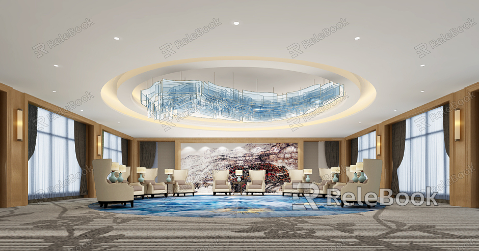 New Chinese Reception Room VIP Reception Room model