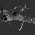 World War II Era Green Camouflage Fighter Plane With Propeller And White Cross Markings