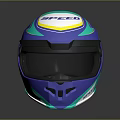 SHEEO Blue Green Sporty Helmet With Face Shield Protective Fashion Design