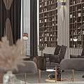 Luxurious Modern Sales Office Interior With Elegant Sofas Chandeliers And Coffee Tables 3d model