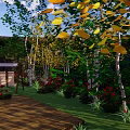 Serene Bamboo Garden Pathway With Stone Steps And Lush Green Plants