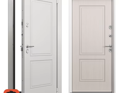White Swing Door with Simple Panel Design and Silver Handle for Home Interior 3d model
