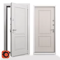 White Swing Door with Simple Panel Design and Silver Handle for Home Interior