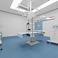 Sterile Operating Room With Surgical Table Medical Lights Cabinets And Blue Floor
