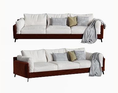 Modern three-seat sofa multiplayer sofa 3d model