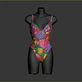 Colorful Floral Pattern One Piece Swimsuit With Spaghetti Straps For Beach Wear