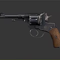 Classic Revolver With Wooden Grip And Metallic Cylinder Design Details