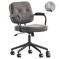 Modern Home Office Desk And Chair Set With Grey Velvet Chair Black Metal Frame And Wheels