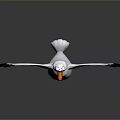 Cartoon Seagull With Spread Wings White Body Grey Feathers Orange Beak And Happy Expression