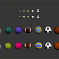 Assorted Sports Equipment Display With Various Balls And Bowling Pins